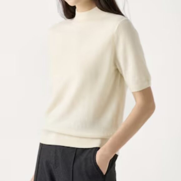 UNIQLO Cashmere Sweater | Mock Neck | Half-Sleeve. Size Small - Picture 2 of 2